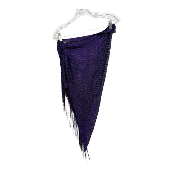 Cejon Purple Fringe Wrap Scarf Sarong Knit One Size - Picture 3 of 6